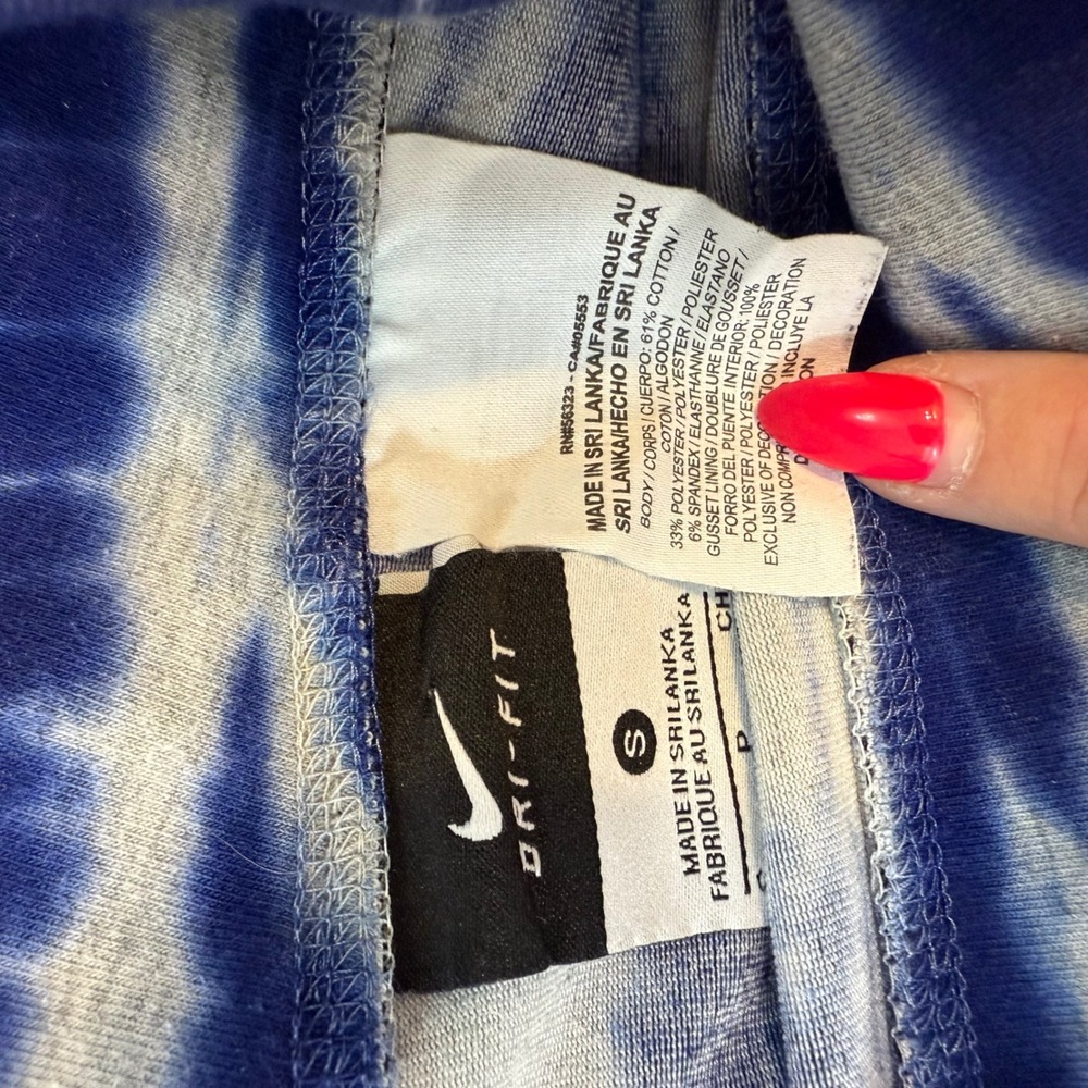 Nike Dri-FIT Tie Dye Cropped Leggings Blue White Small S Activewear - Picture 3 of 3